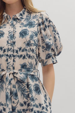 Blue Floral Midi Dress