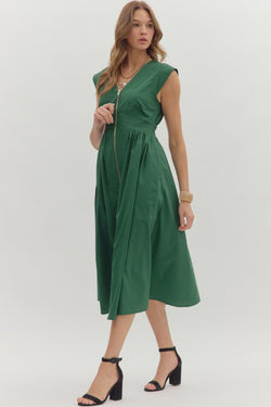 Zip Front Midi Dress
