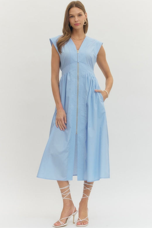 Zip Front Midi Dress