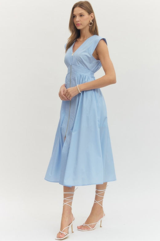 Zip Front Midi Dress