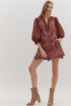 Puff Sleeve Stitched Mini Dress