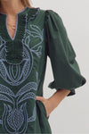 Puff Sleeve Stitched Mini Dress