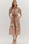 Puff Sleeve Floral Midi Dress