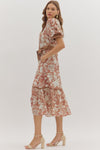 Puff Sleeve Floral Midi Dress