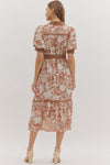 Puff Sleeve Floral Midi Dress