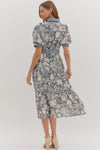 Puff Sleeve Floral Midi Dress