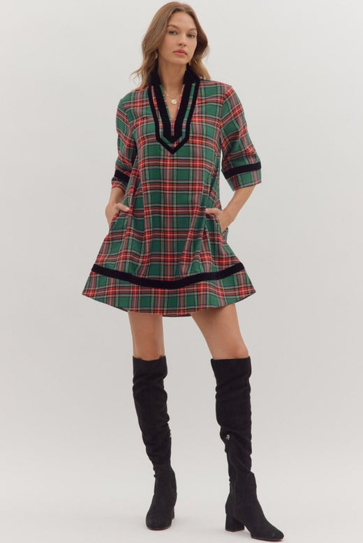 Green Tartan Plaid Dress