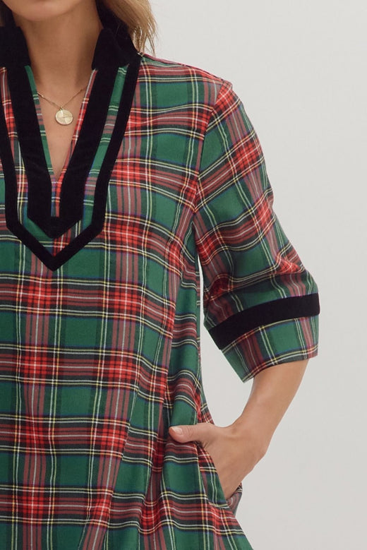 Green Tartan Plaid Dress