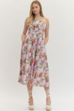 Floral Strapless Midi Dress