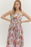Floral Strapless Midi Dress