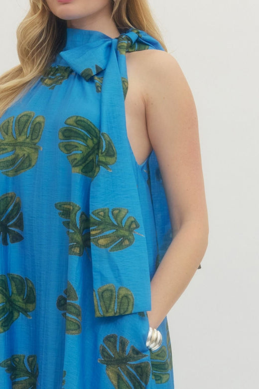 Leaf Print Halter Dress