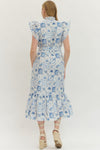 Printed Flutter Sleeve Midi Dress