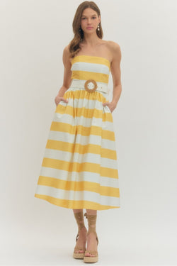 Positano Belted Strapless Dress