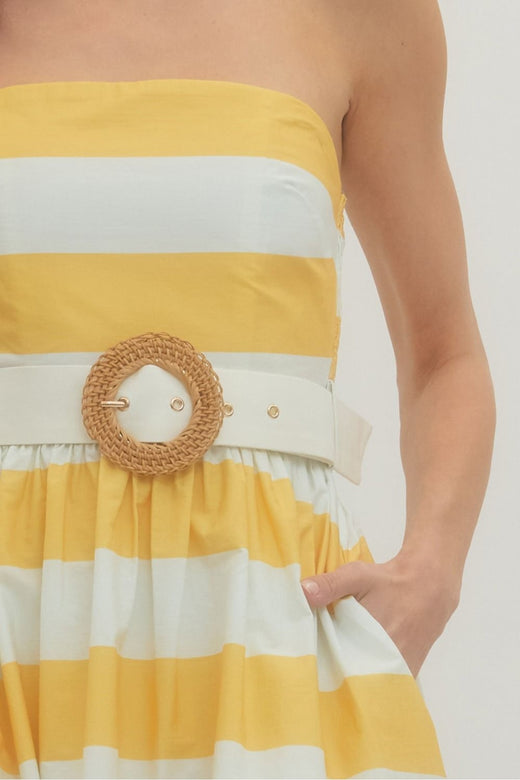 Positano Belted Strapless Dress
