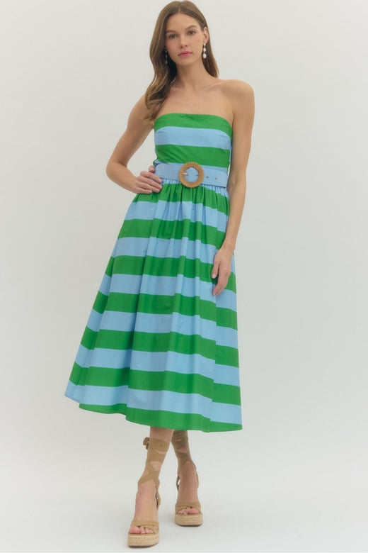 Positano Belted Strapless Dress