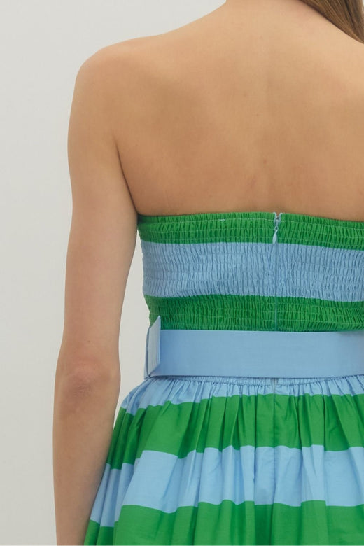 Positano Belted Strapless Dress