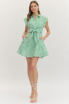 Green Stripe Tie Waist Dress