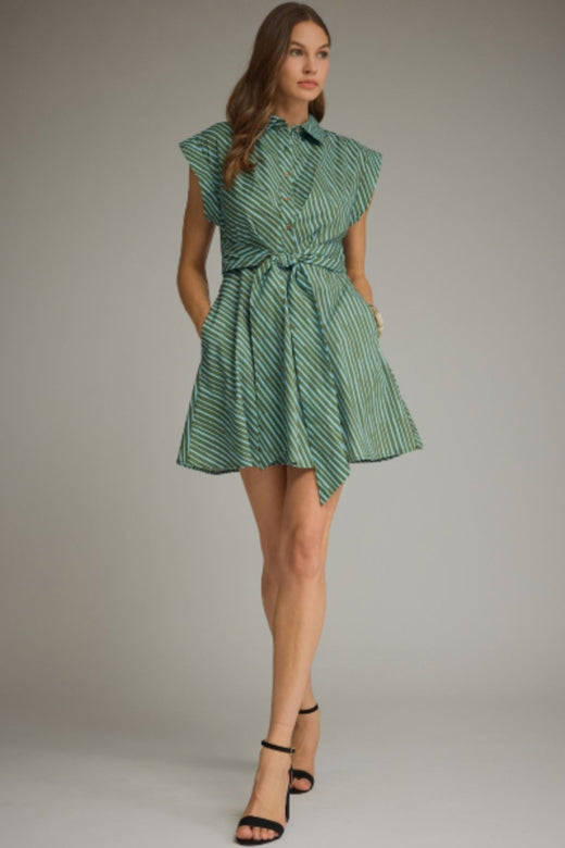 Striped Cap Sleeve Dress