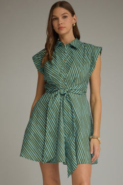 Striped Cap Sleeve Dress