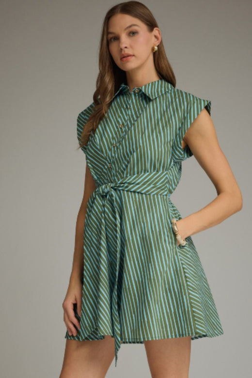 Striped Cap Sleeve Dress