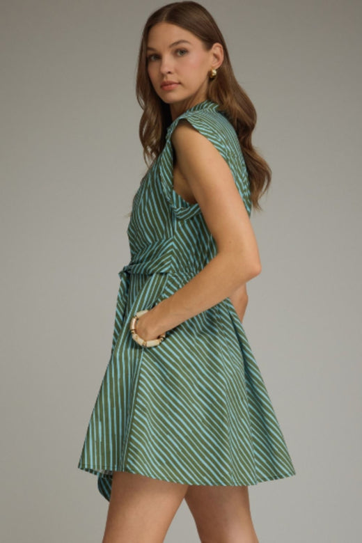Striped Cap Sleeve Dress