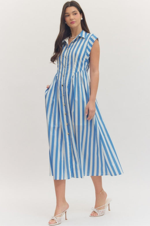 Cap Sleeve Striped Dress