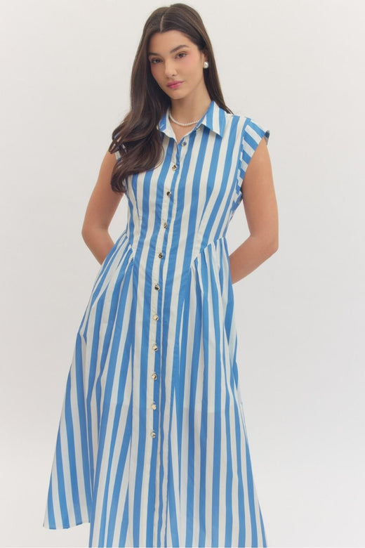Cap Sleeve Striped Dress