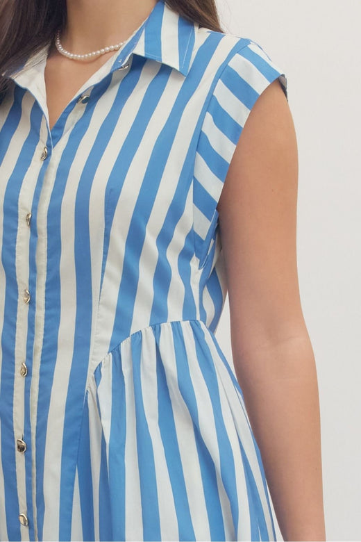 Cap Sleeve Striped Dress