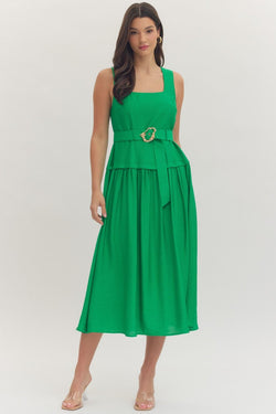 Belt Buckle Midi Dress