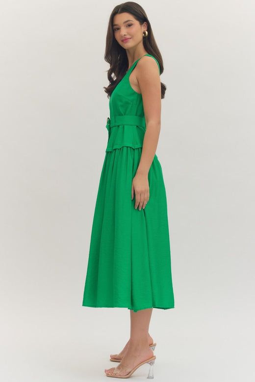 Belt Buckle Midi Dress