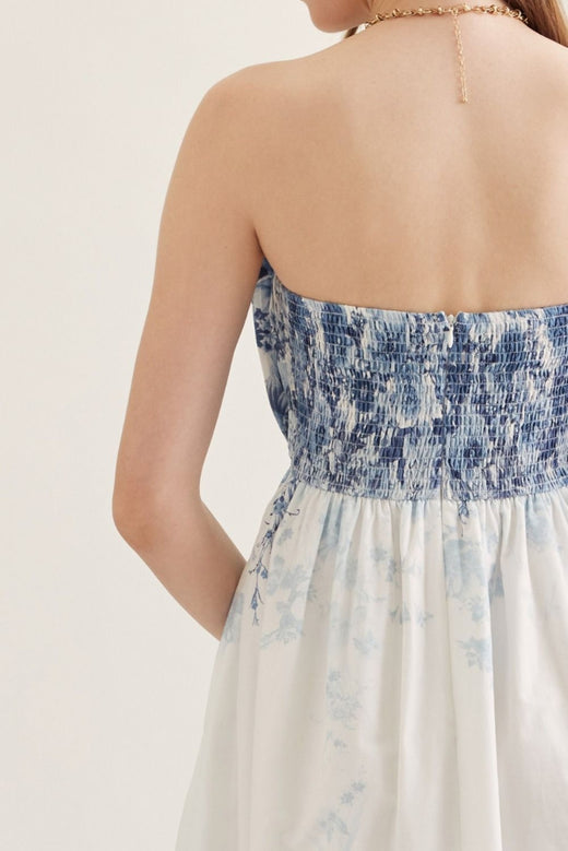 Floral Strapless Midi Dress