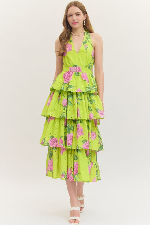 Floral Halter Midi Dress