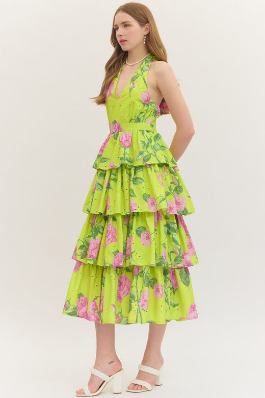 Floral Halter Midi Dress