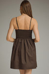 Solid Straight Neck Sleeveless Mini Dress