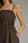 Solid Straight Neck Sleeveless Mini Dress