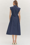 Solid Cap Sleeve Midi Dress