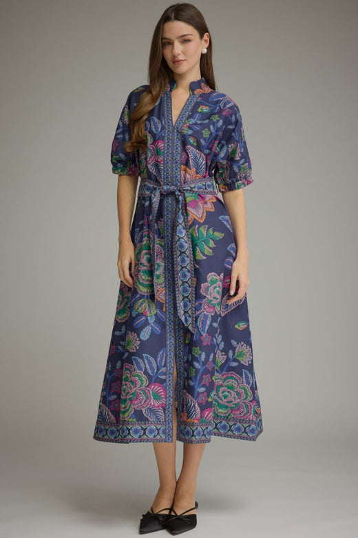 Navy Floral Midi Dress