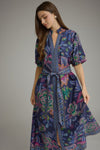 Navy Floral Midi Dress