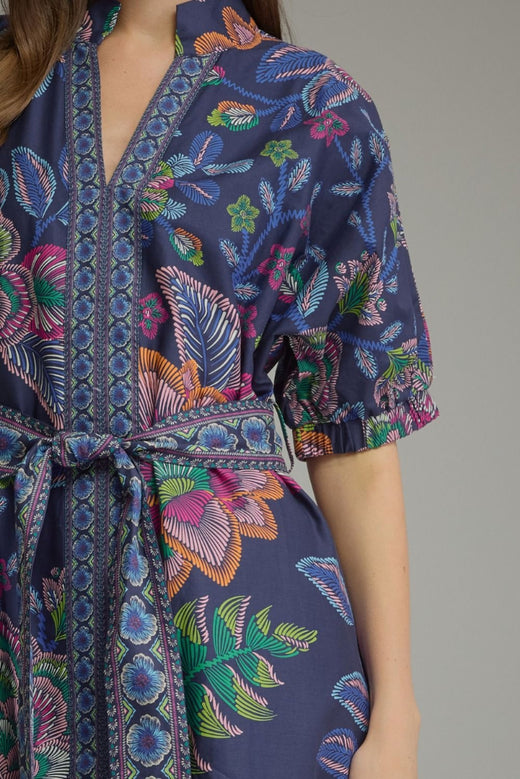 Navy Floral Midi Dress