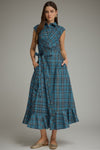 Plaid Collared Midi Dress
