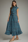 Plaid Collared Midi Dress