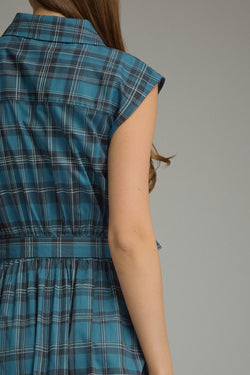 Plaid Collared Midi Dress