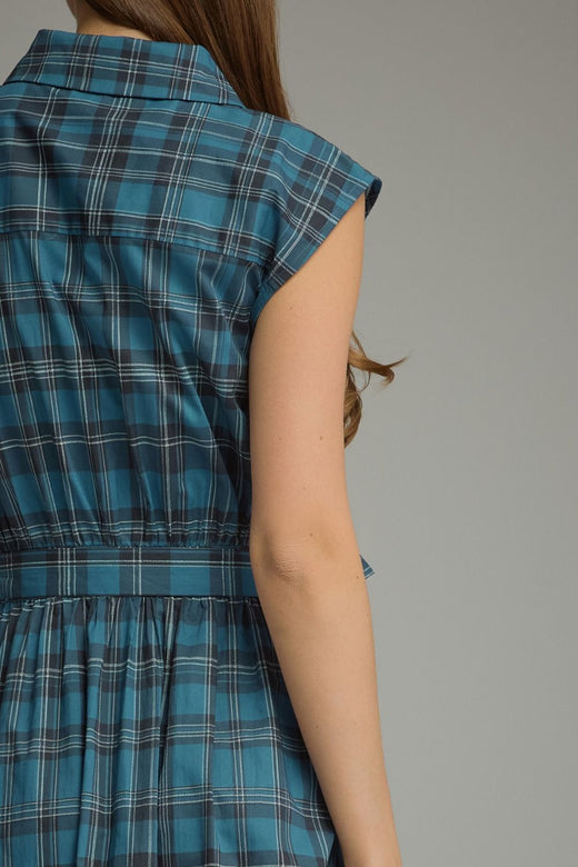 Plaid Collared Midi Dress