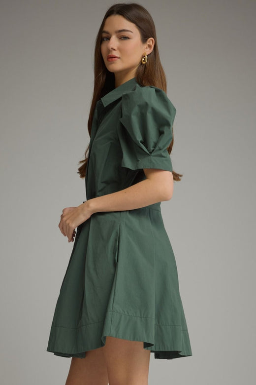 Hunter Green Front Tie Dress