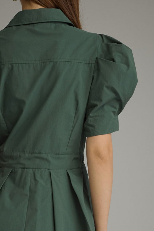 Hunter Green Front Tie Dress