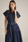 Belted Denim Midi Dress