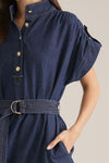 Belted Denim Midi Dress