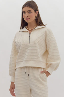 Zipped Collar Quarter Zip Pullover