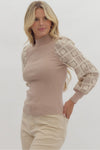 Crochet Sleeve Mock Neck Sweater