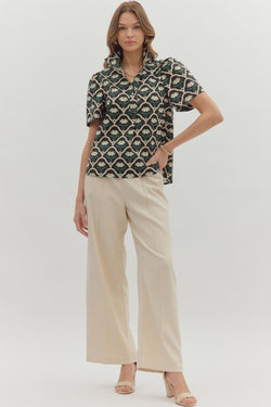 Floral High Neck Shirt